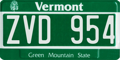 VT license plate ZVD954
