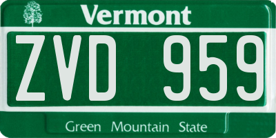 VT license plate ZVD959