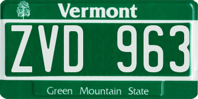 VT license plate ZVD963