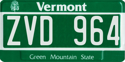 VT license plate ZVD964