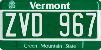 VT license plate ZVD967