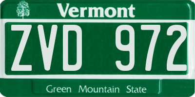 VT license plate ZVD972