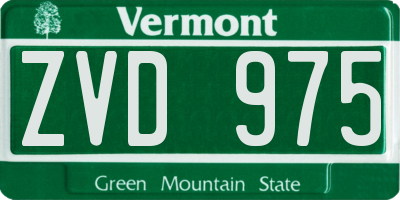 VT license plate ZVD975