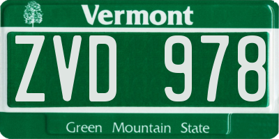 VT license plate ZVD978