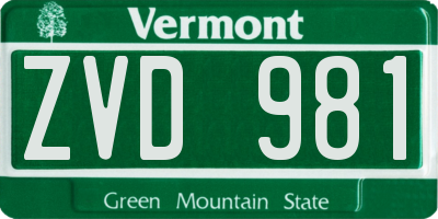 VT license plate ZVD981