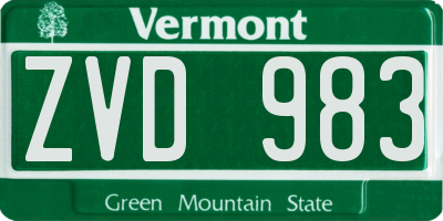 VT license plate ZVD983