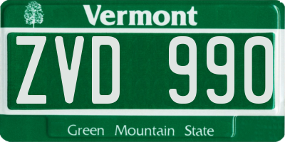 VT license plate ZVD990