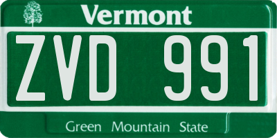 VT license plate ZVD991