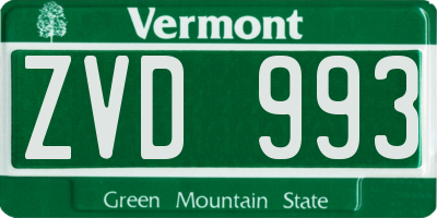VT license plate ZVD993