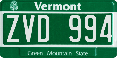 VT license plate ZVD994