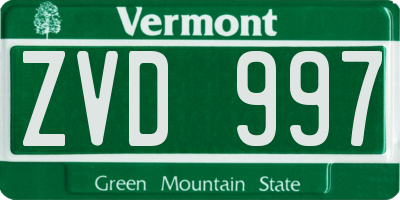 VT license plate ZVD997