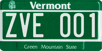 VT license plate ZVE001