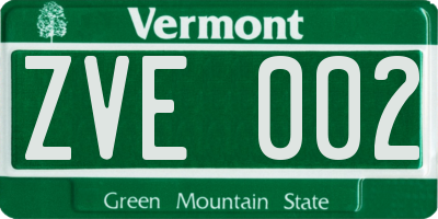 VT license plate ZVE002