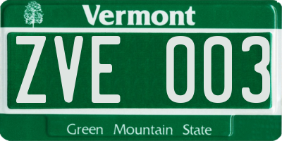 VT license plate ZVE003