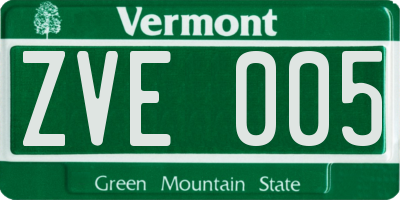 VT license plate ZVE005