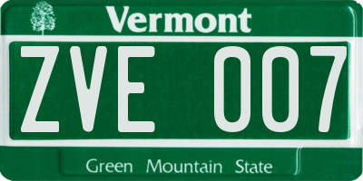 VT license plate ZVE007
