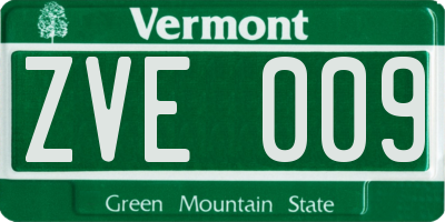 VT license plate ZVE009