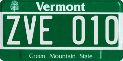 VT license plate ZVE010