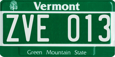 VT license plate ZVE013