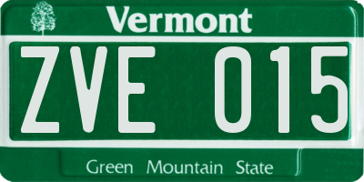 VT license plate ZVE015