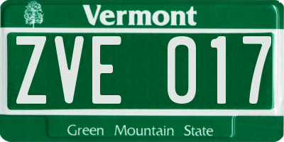 VT license plate ZVE017