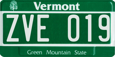 VT license plate ZVE019