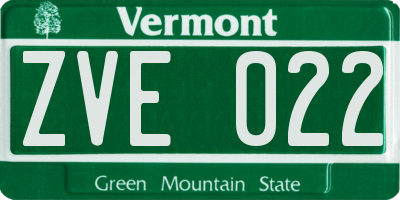 VT license plate ZVE022