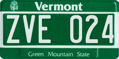 VT license plate ZVE024