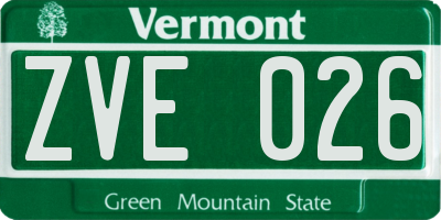 VT license plate ZVE026