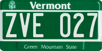 VT license plate ZVE027