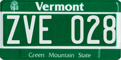 VT license plate ZVE028
