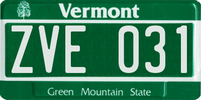 VT license plate ZVE031