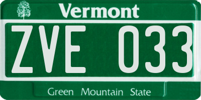 VT license plate ZVE033