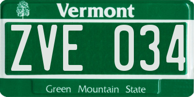 VT license plate ZVE034
