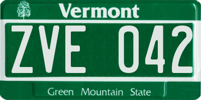 VT license plate ZVE042