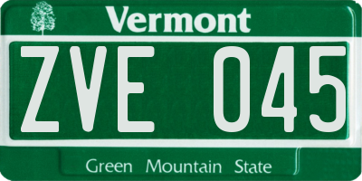 VT license plate ZVE045