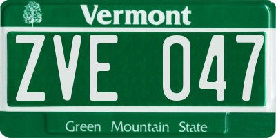 VT license plate ZVE047