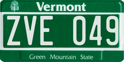 VT license plate ZVE049