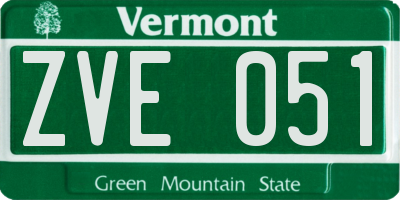 VT license plate ZVE051