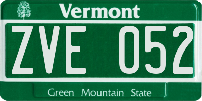 VT license plate ZVE052
