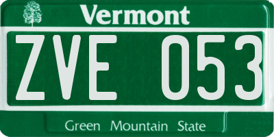 VT license plate ZVE053