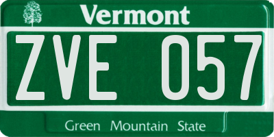 VT license plate ZVE057