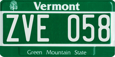 VT license plate ZVE058