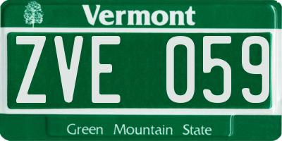 VT license plate ZVE059