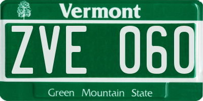 VT license plate ZVE060