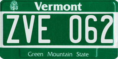 VT license plate ZVE062