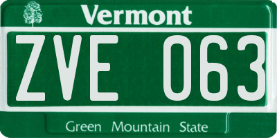 VT license plate ZVE063