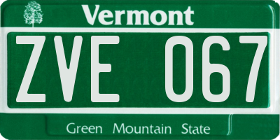 VT license plate ZVE067