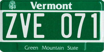 VT license plate ZVE071