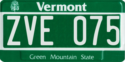 VT license plate ZVE075